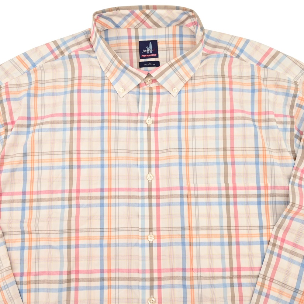 johnnie-O Men Prep-Formance Plaid Stretch Button Down Shirt Multi 3XLT Coastal